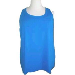 ACTIVE Womens 26/28 3X Athletic Workout Exercise Sleeveless Solid Blue Tank Top